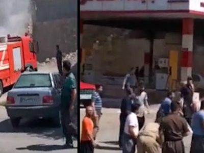 آتش سوزی+پمپ بنزین+پاوه