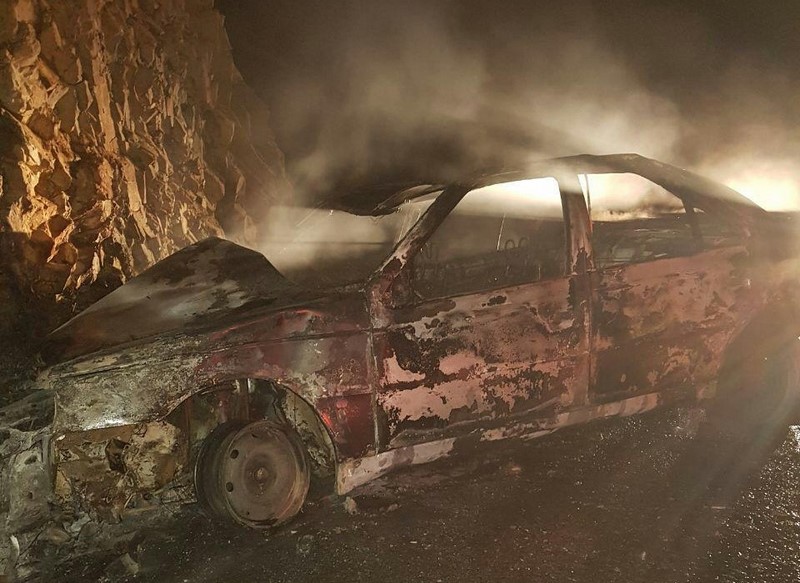 تصادف منجر به آتش سوزی در جاده باینگان به روستای زردویی / عکس