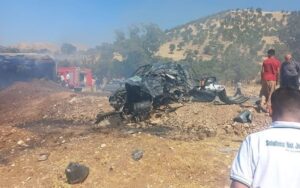 تصادف مرگبار منجر به آتش‌سوزی در محور جوانرود به ثلاث باباجانی